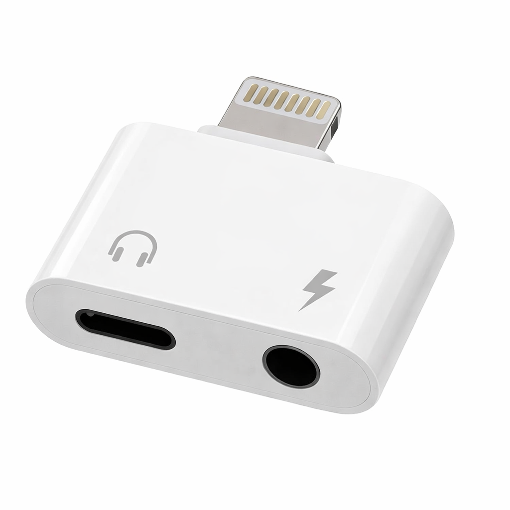 Adaptador de Auriculares para iPhone/iPad – Lightning para Jack 3,5 mm + Carregamento (2 em 1)
