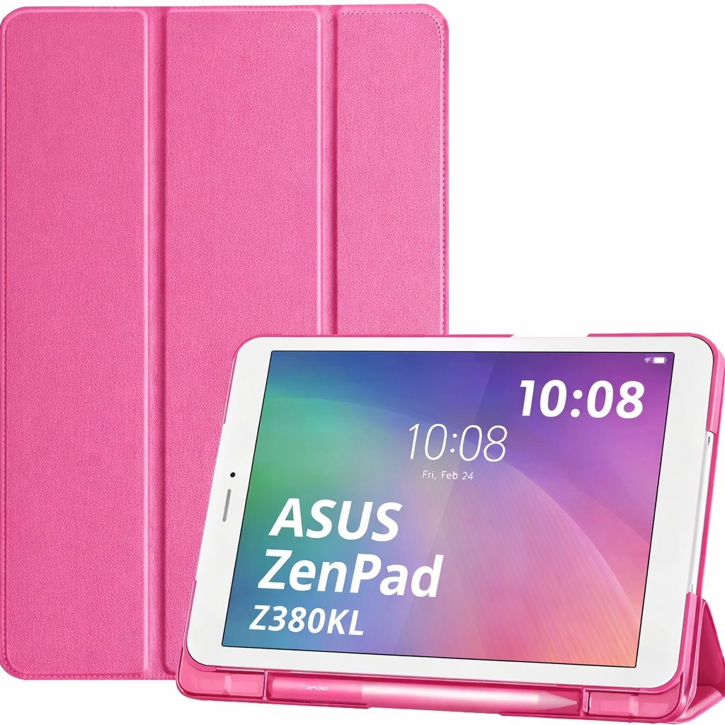 Capa 3 Dobras Smart Case Trifold Slim para Asus ZenPad Z380KL Rosa