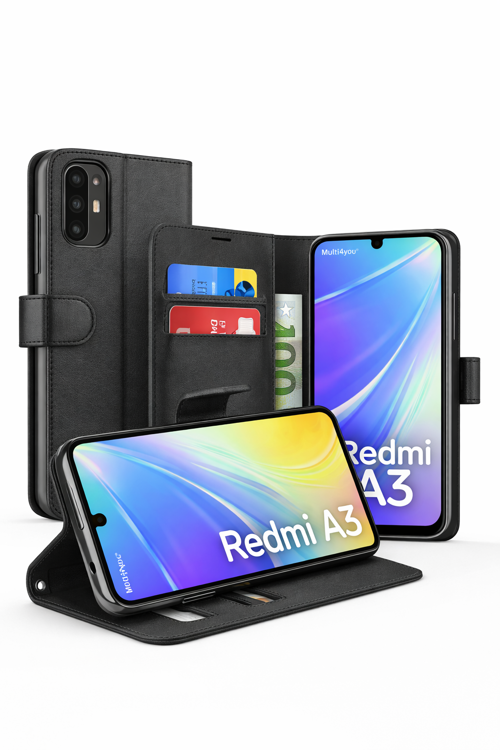 Capa Carteira Tipo Livro Wallet para Xiaomi Redmi A3 - Multi4you®