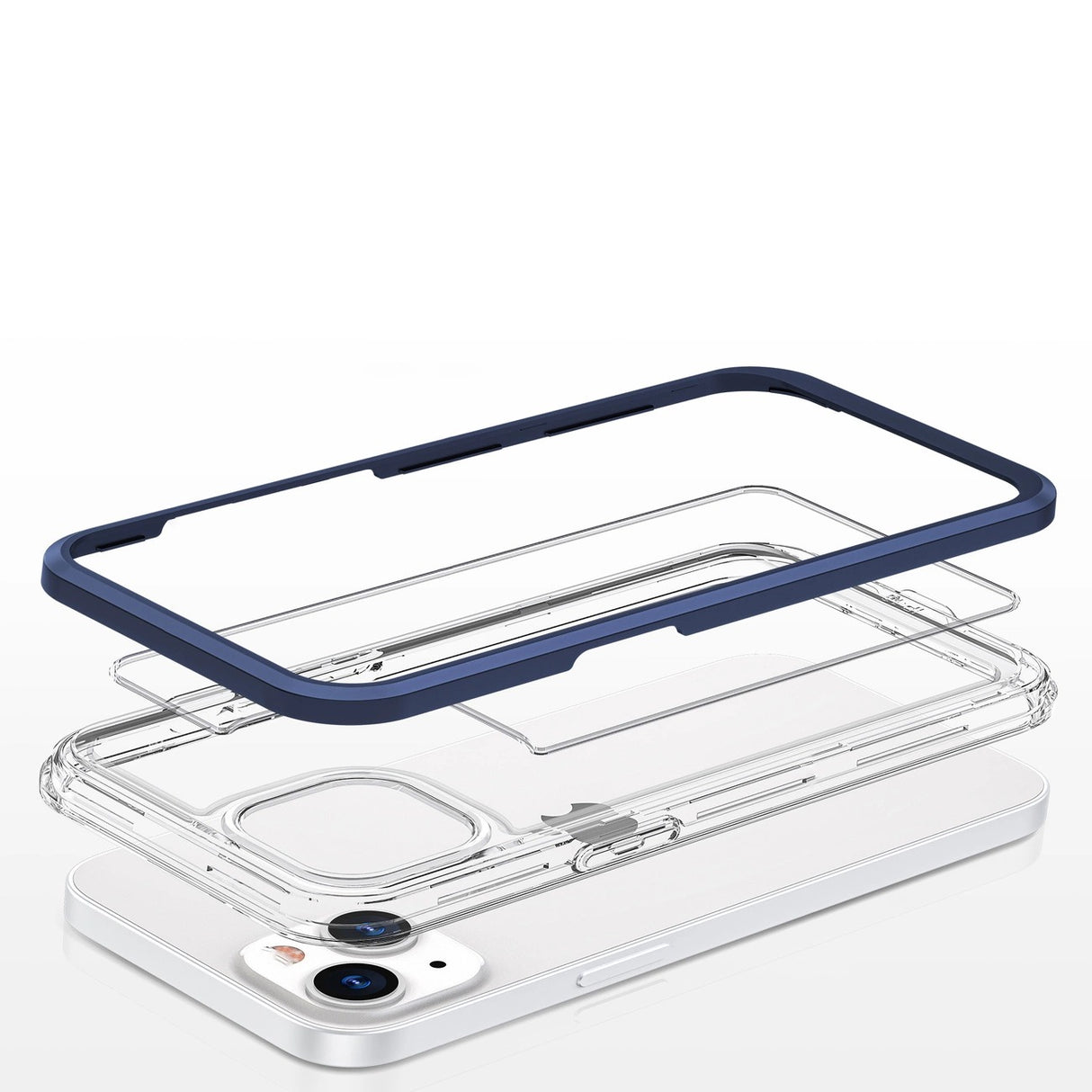 Capa Clear 3 em 1 para iPhone 13 com Moldura Azul em Gel