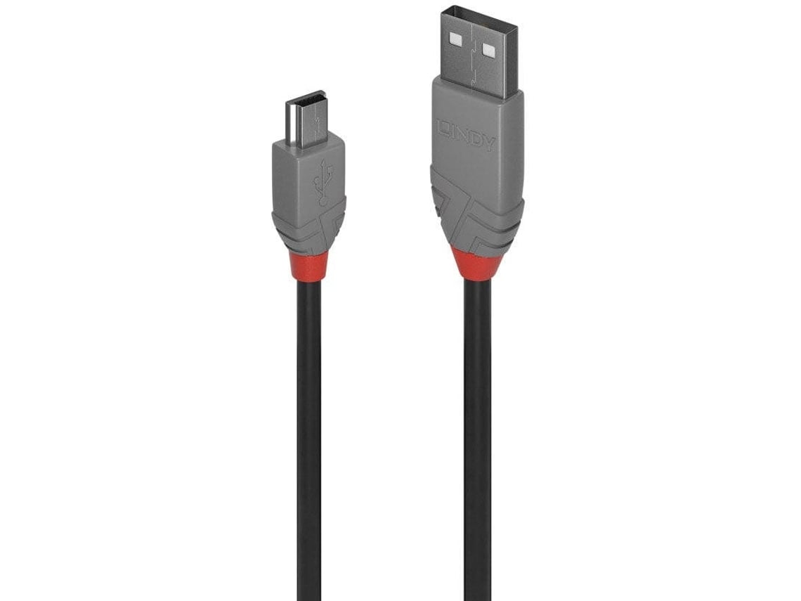 Cabo de Dados LINDY - USB A - Mini USB B - 5 m - Preto