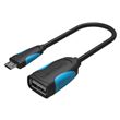 Cabo USB2.0 A Fêmea Vention para Cabo OTG Micro B Macho | 0.25 m - Preto