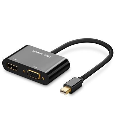 Adaptador Ugreen Mini DisplayPort para HDMI + VGA – 4K/1080P (Preto)
