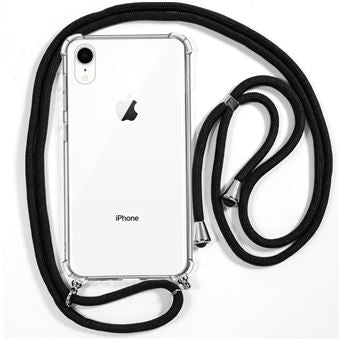 Capa traseira para iPhone XR COOL em Gel Transparente com cordel preto