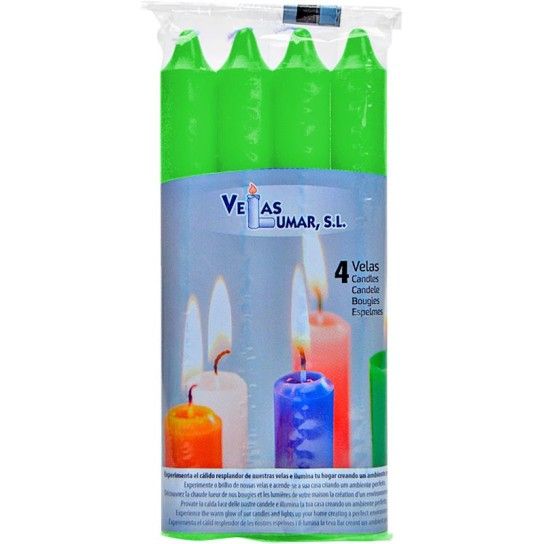 Pack 4 Velas 17cm Verde 7 horas aprox