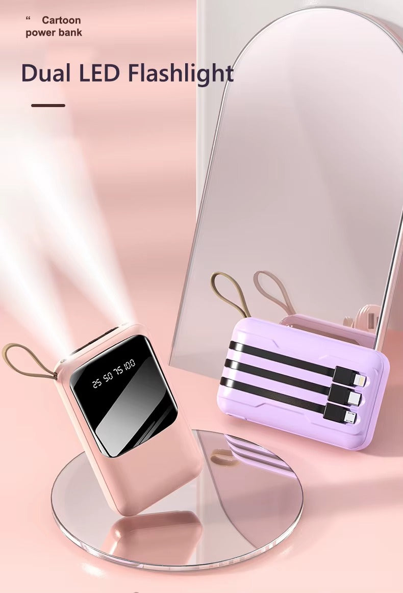 Powerbank 10000mAh com cabo Micro USB - USB-C - Lightning - Cor aleatória