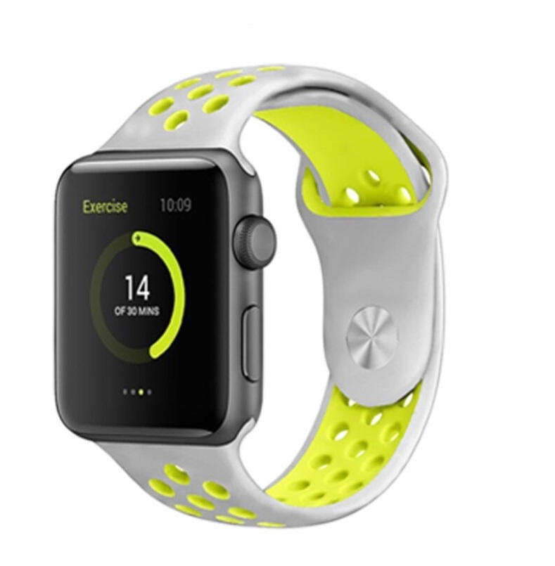 Pulseira Bracelete Desportiva Silicone para Apple Watch 42mm Cinzento/Verde- Multi4you®