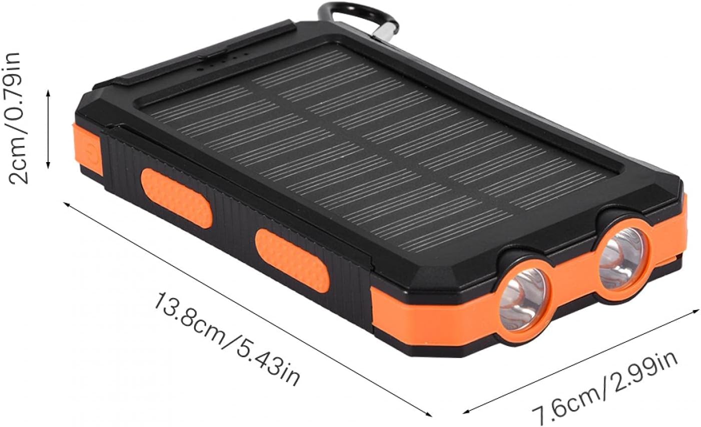 Power Bank Solar 10000mAh com Lanterna LED e Bússola