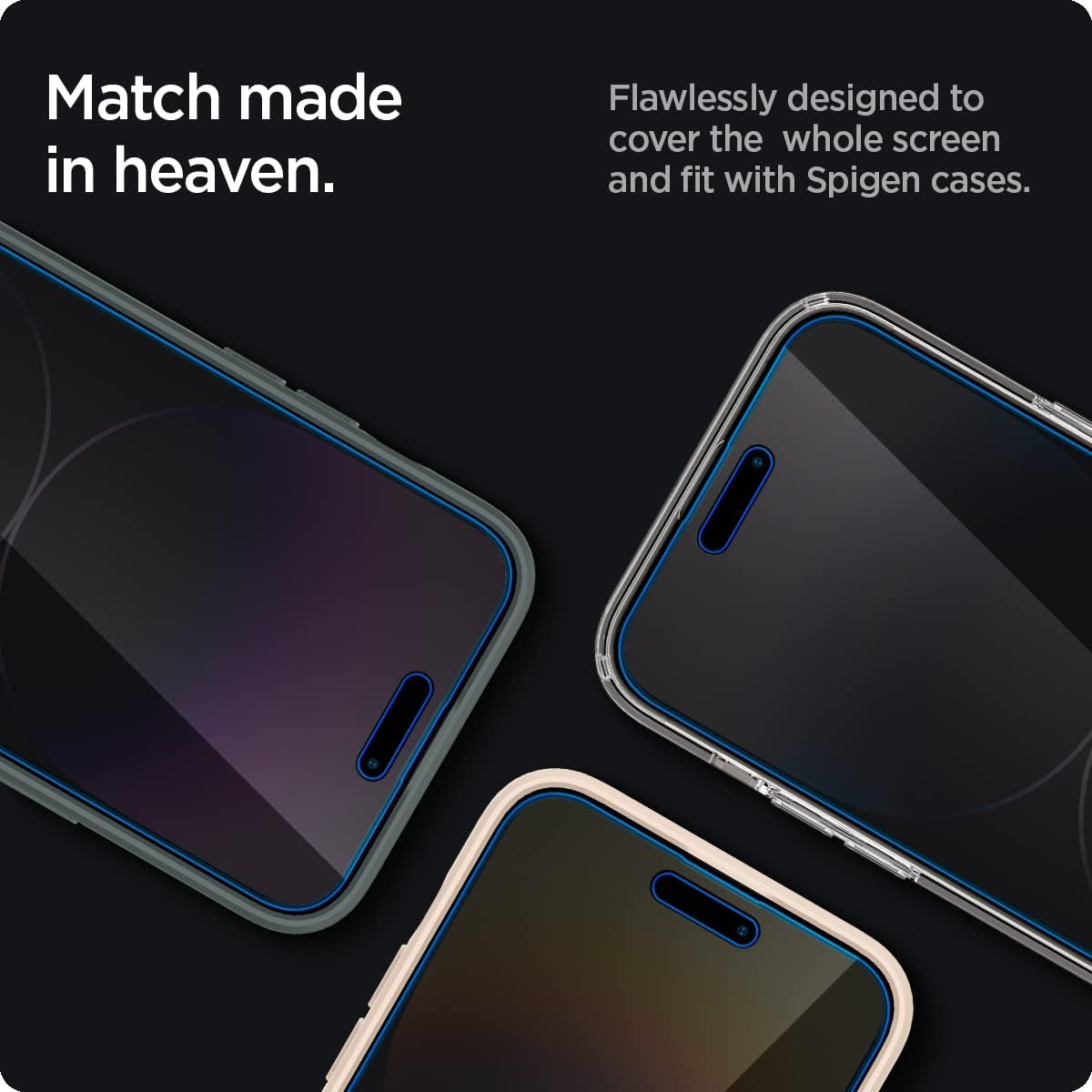 Spigen Glas.tR EZ Fit Filtro de Privacidade Protetor de Ecrã para iPhone 14 Pro (2 Unidades)