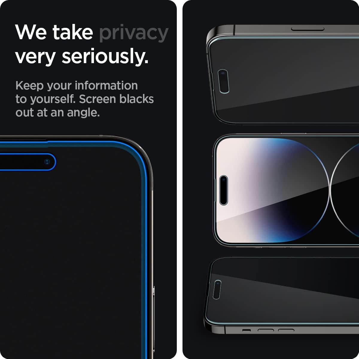 Spigen Glas.tR EZ Fit Filtro de Privacidade Protetor de Ecrã para iPhone 14 Pro (2 Unidades)