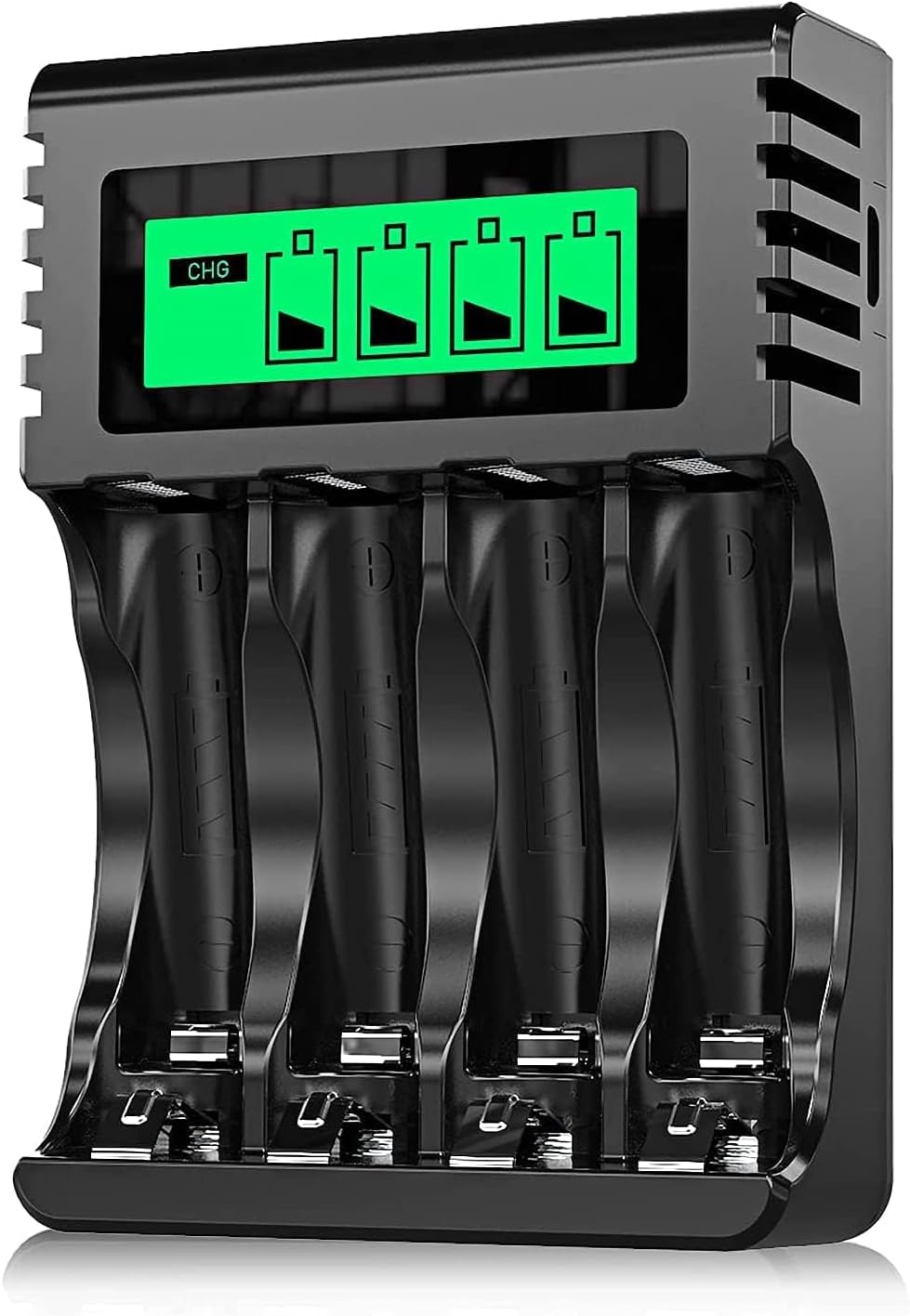 Carregador para Pilhas Recarregáveis AA / AAA Ni-MH USB com LCD – 4 Ranhuras