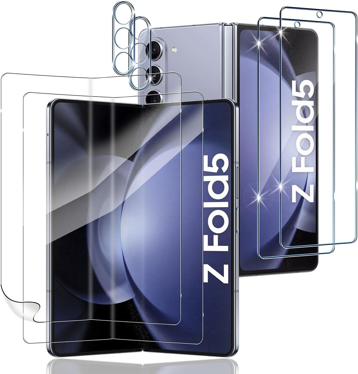 Película Protetora Completa para Samsung Galaxy Z Fold 5 – Pack com 6 Peças (Frontal, Câmara e Lente)