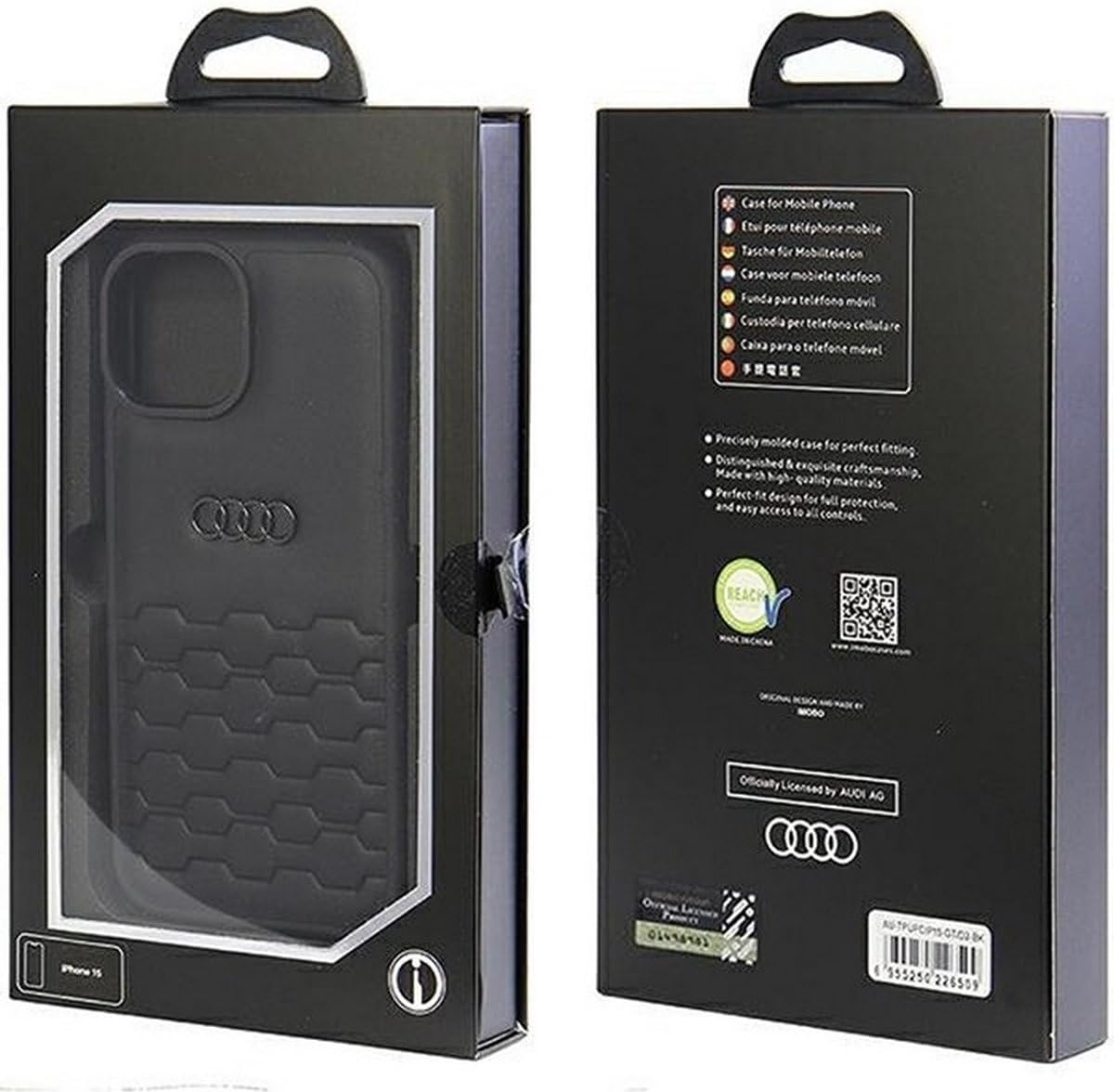 Etui Audi GT em Couro Sintético para iPhone 15 - preto