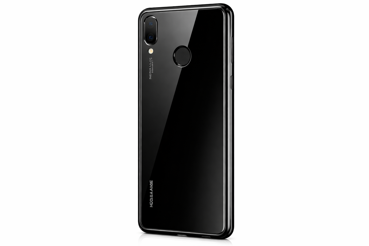 Capa com Borda Metálica e Traseira em Vidro para Huawei P20 Lite – Preto