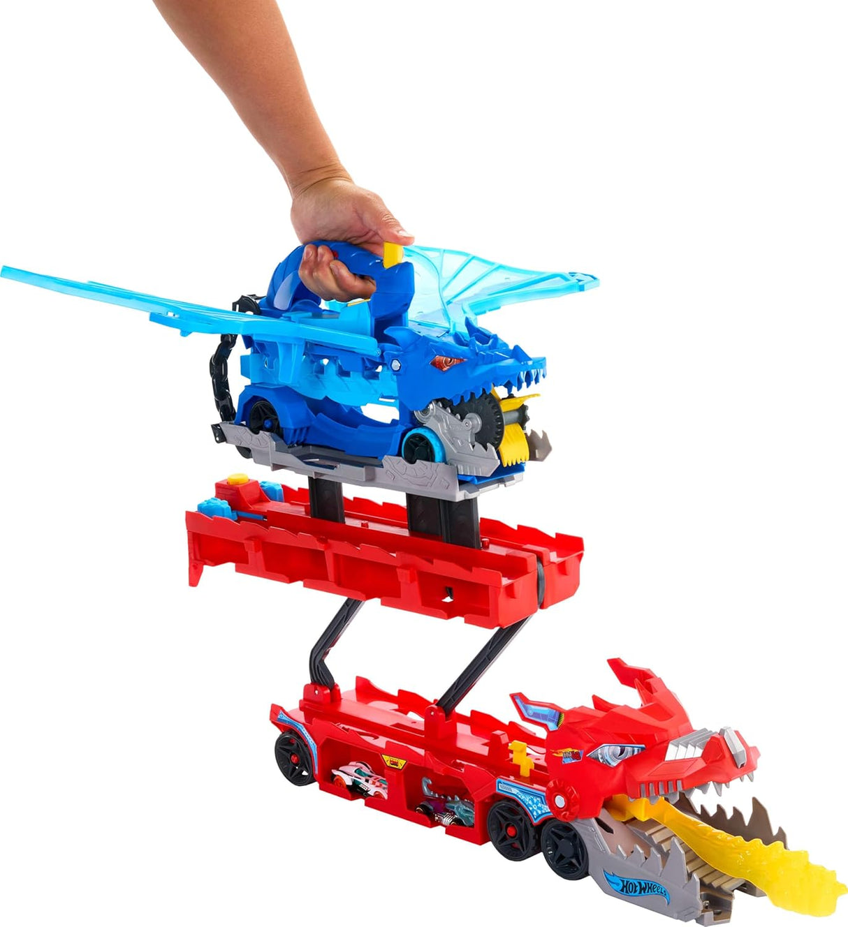 Hot Wheels City Dragão Transportador de Ataque Duplo Definitivo + 2 Carros Metálicos (Mattel)