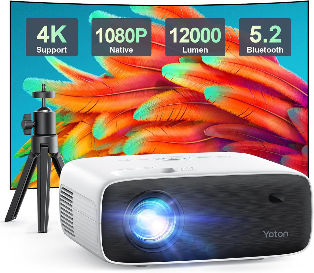 Projetor YOTON Y6 1080P nativo Bluetooth 12000 Lumens 4K