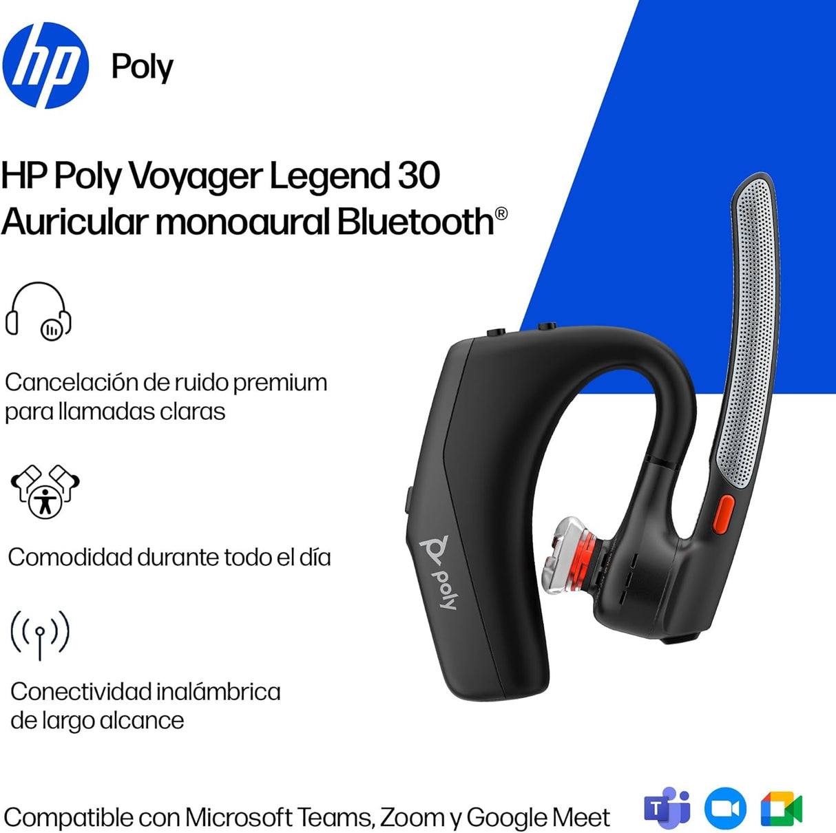 POLY Voyager Legend 30 – Auricular Bluetooth com Cancelamento de Ruído