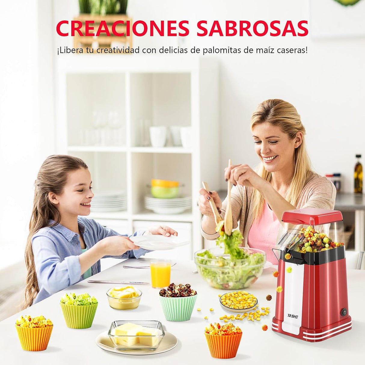 Máquina de pipoca retro, 1200 W - Vermelho