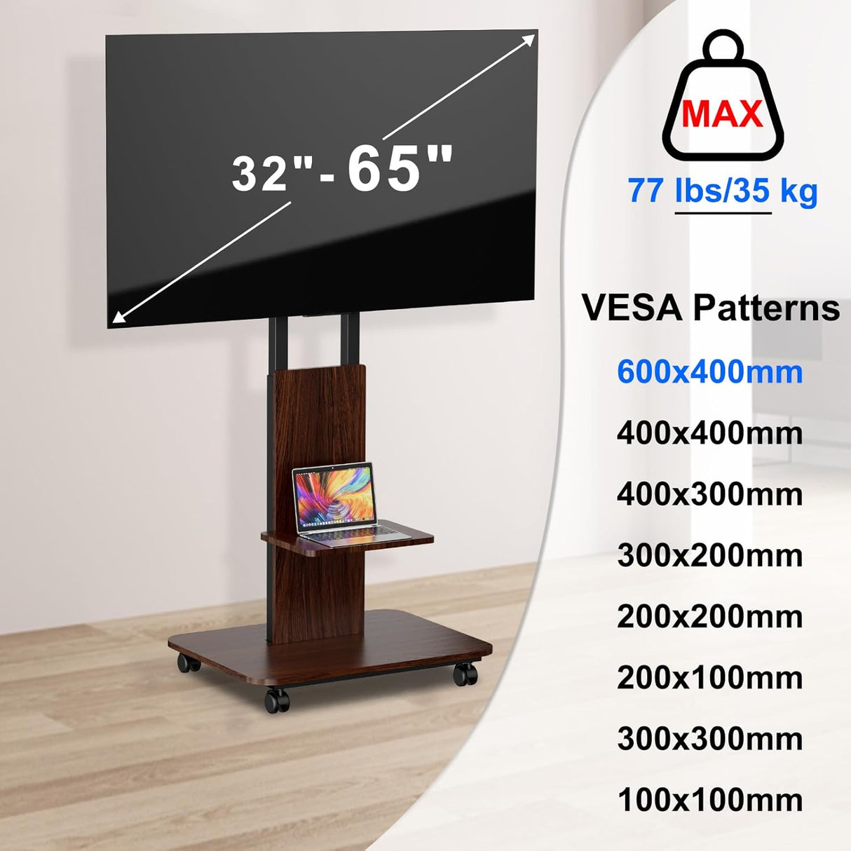 Suporte de Madeira para TV 32'' a 65'' (600x400 mm)