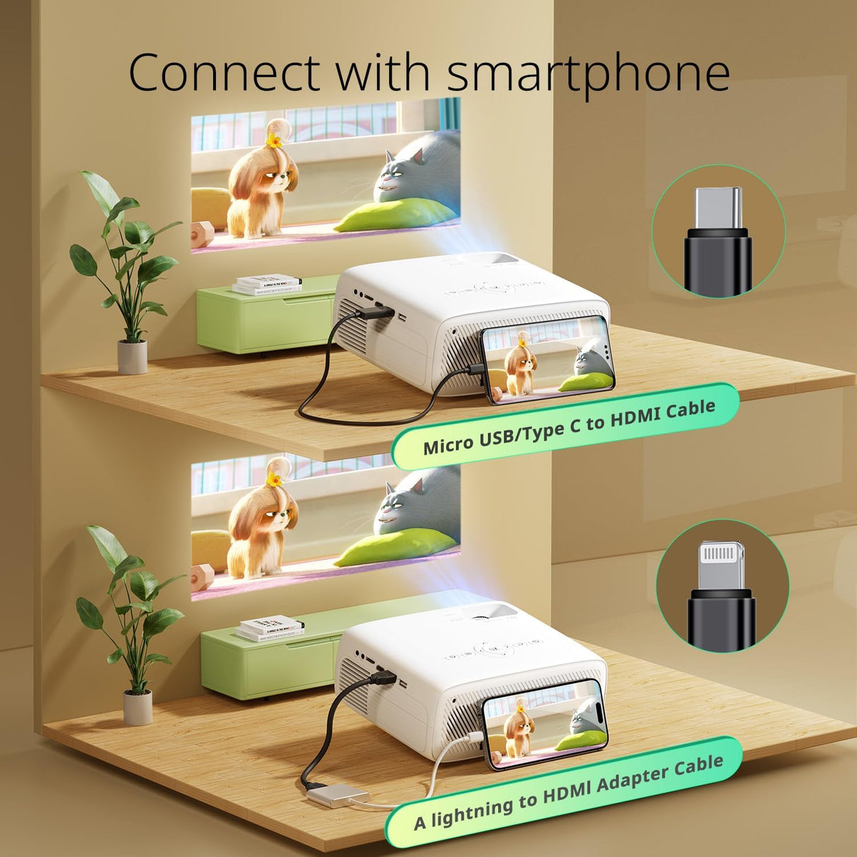 Projetor YOTON Y6 1080P nativo Bluetooth 12000 Lumens 4K