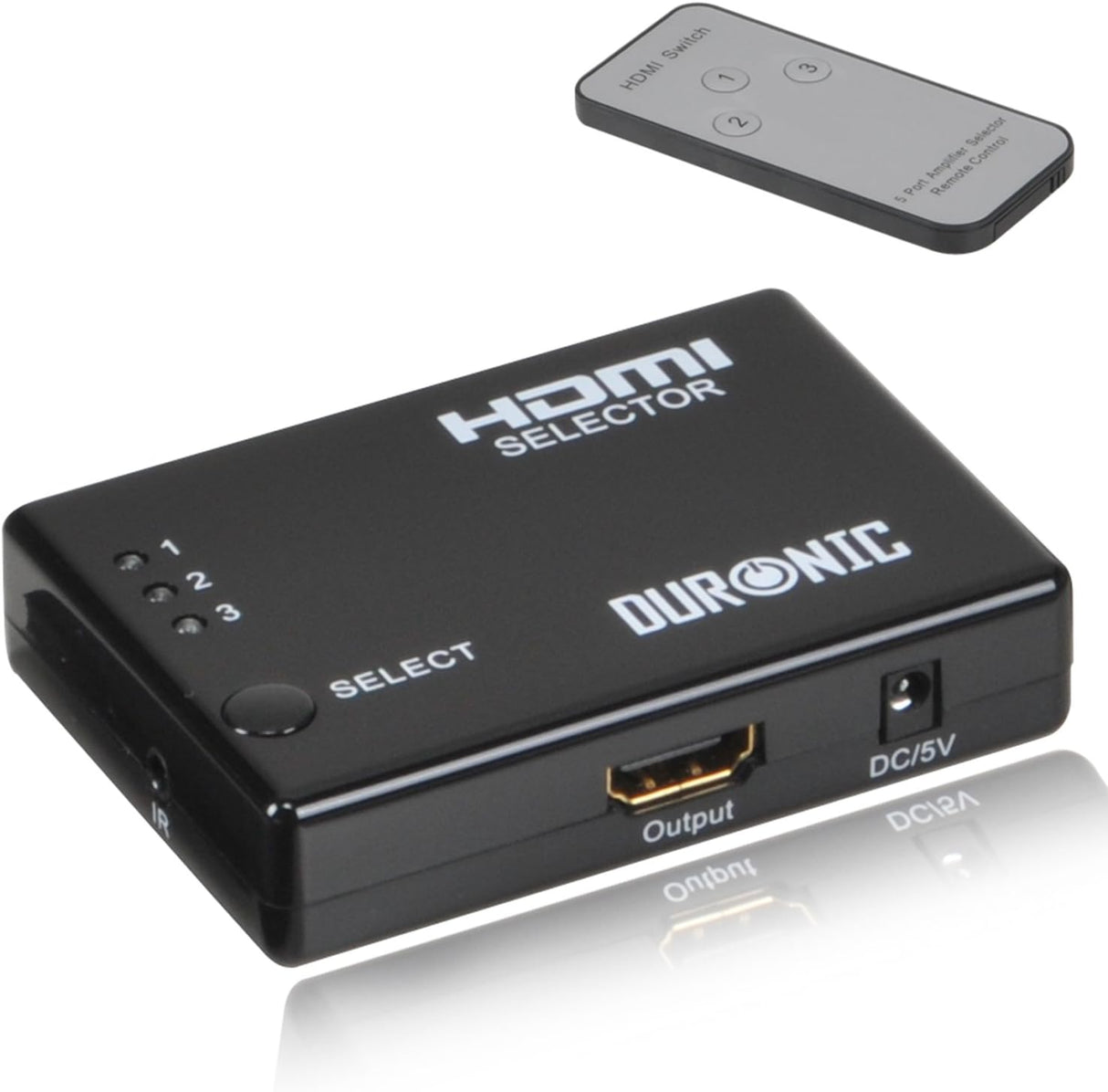 Switch HDMI Duronic HRS1031 3×1 com Comando – Hub Automático Full HD 1080p