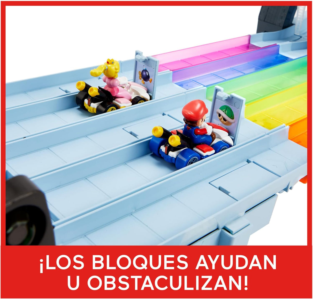 Hot Wheels Mario Kart Pista Arco-Íris com Luzes e Som + 2 Veículos Metálicos (Mattel GXX41)