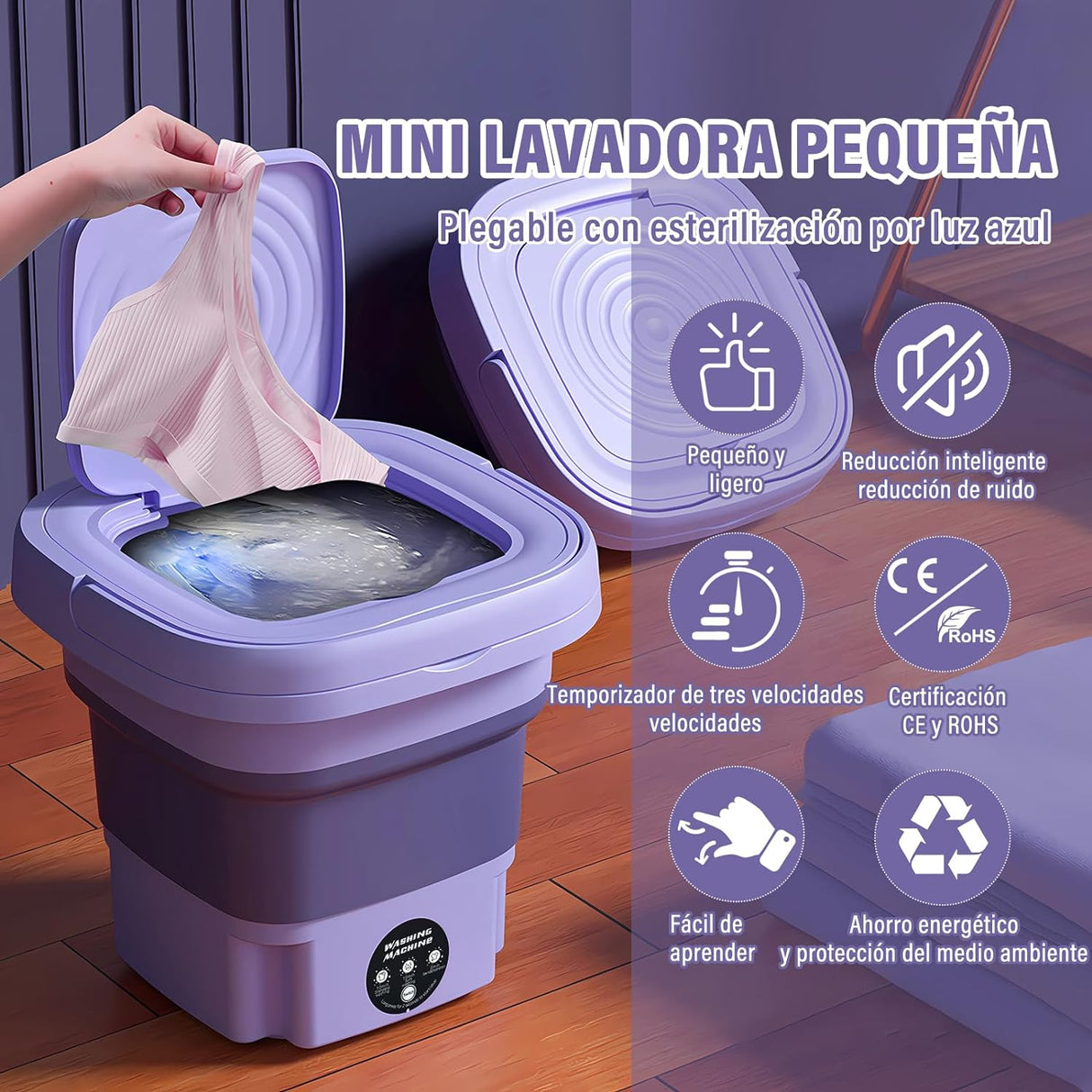 Mini Máquina de Lavar Roupa Portátil 8L