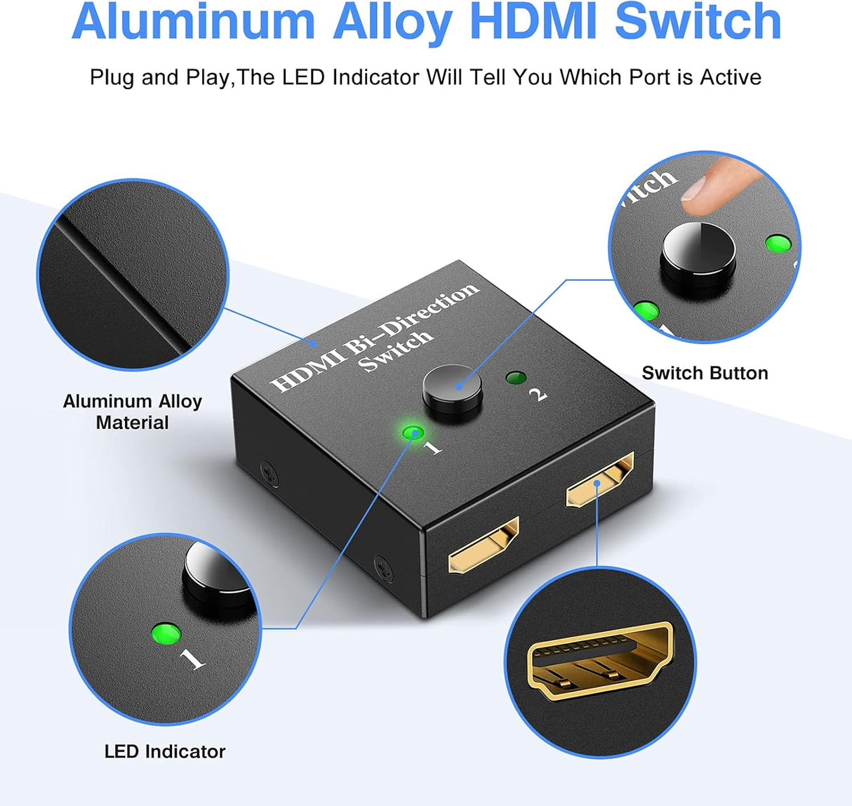 Switch HDMI 4K Bidirecional 2 entradas de 1 saída - Multi4you