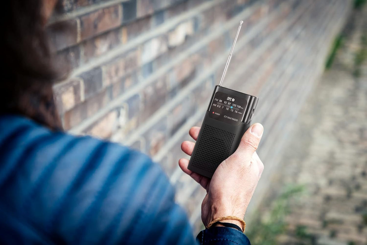 Rádio SPC Icy Max (Analógico - AM/FM - Pilhas - Preto)