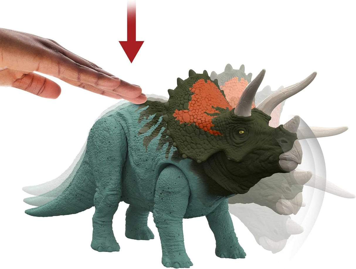 Jurassic World Dominion Triceratops Dinossauro figura de ação com sons