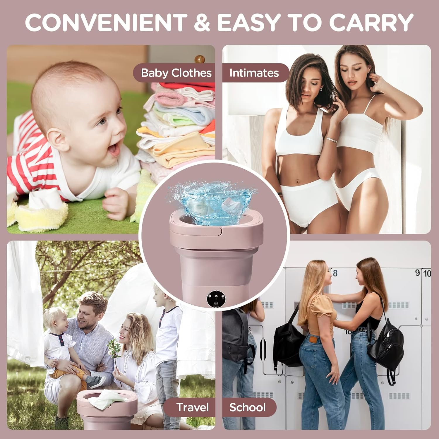 Mini máquina de lavar dobrável portátil