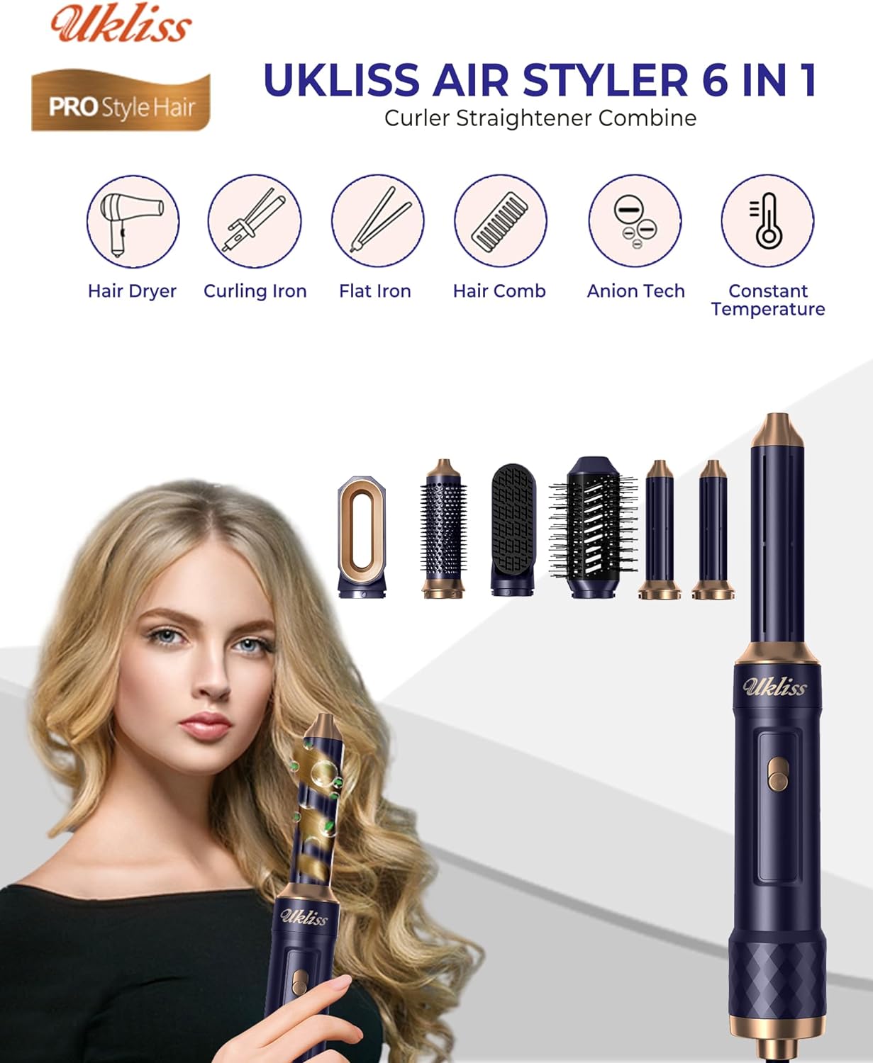 Escova Secadora de cabelo 6 em 1