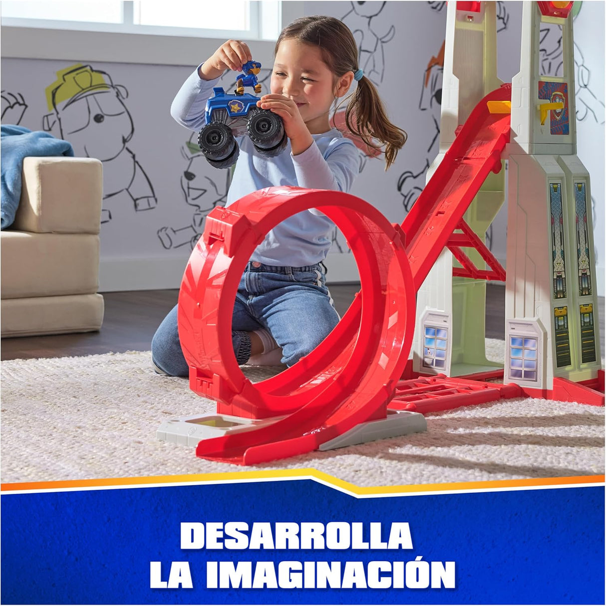 Patrulha Pata Playset Rescue Wheels Tower – Torre Super Loop com Luzes e Sons