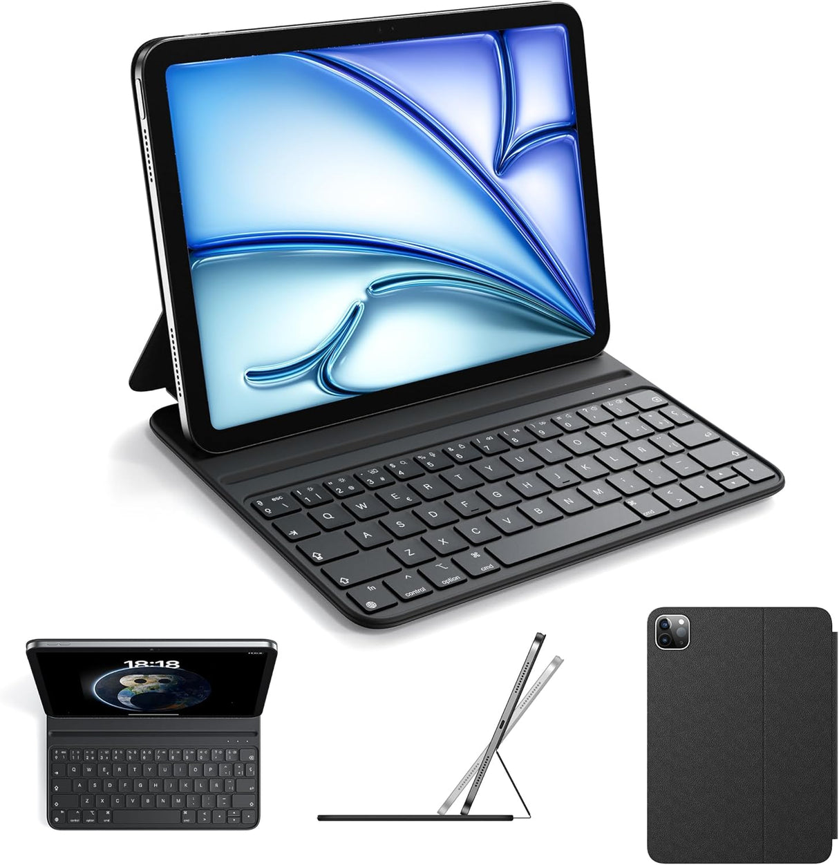 Teclado Fino com Capa para iPad Air 11" (M3/M2 2025/2024, 5.ª/4.ª Geração) e iPad Pro 11" (2018-2022)