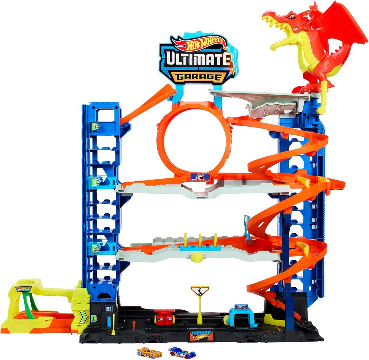 Hot Wheels City Let's Race Garagem Definitiva com Dragão e 4 Níveis + 2 Veículos - Mattel HKX48