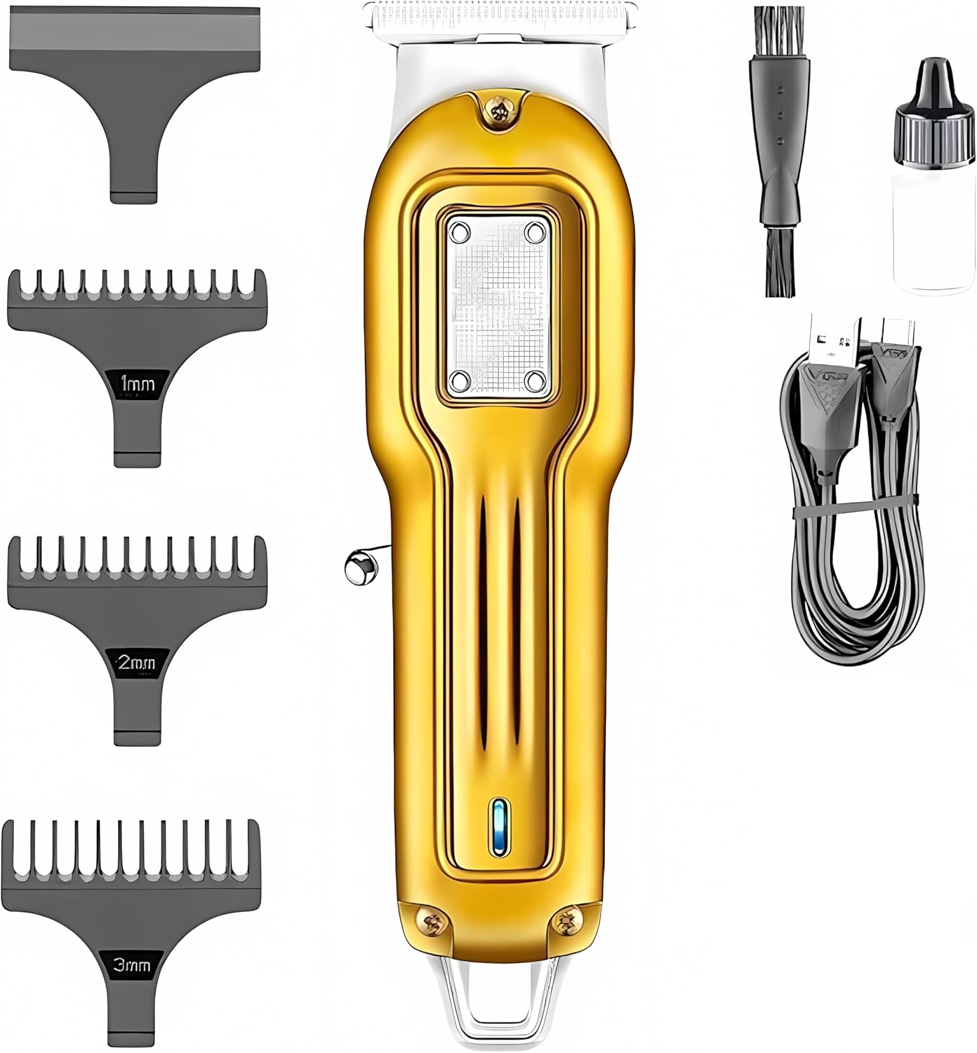 Máquina de Cortar Cabelo e Barbear Profissional Sem Fio Recarregável Ajustável 5W