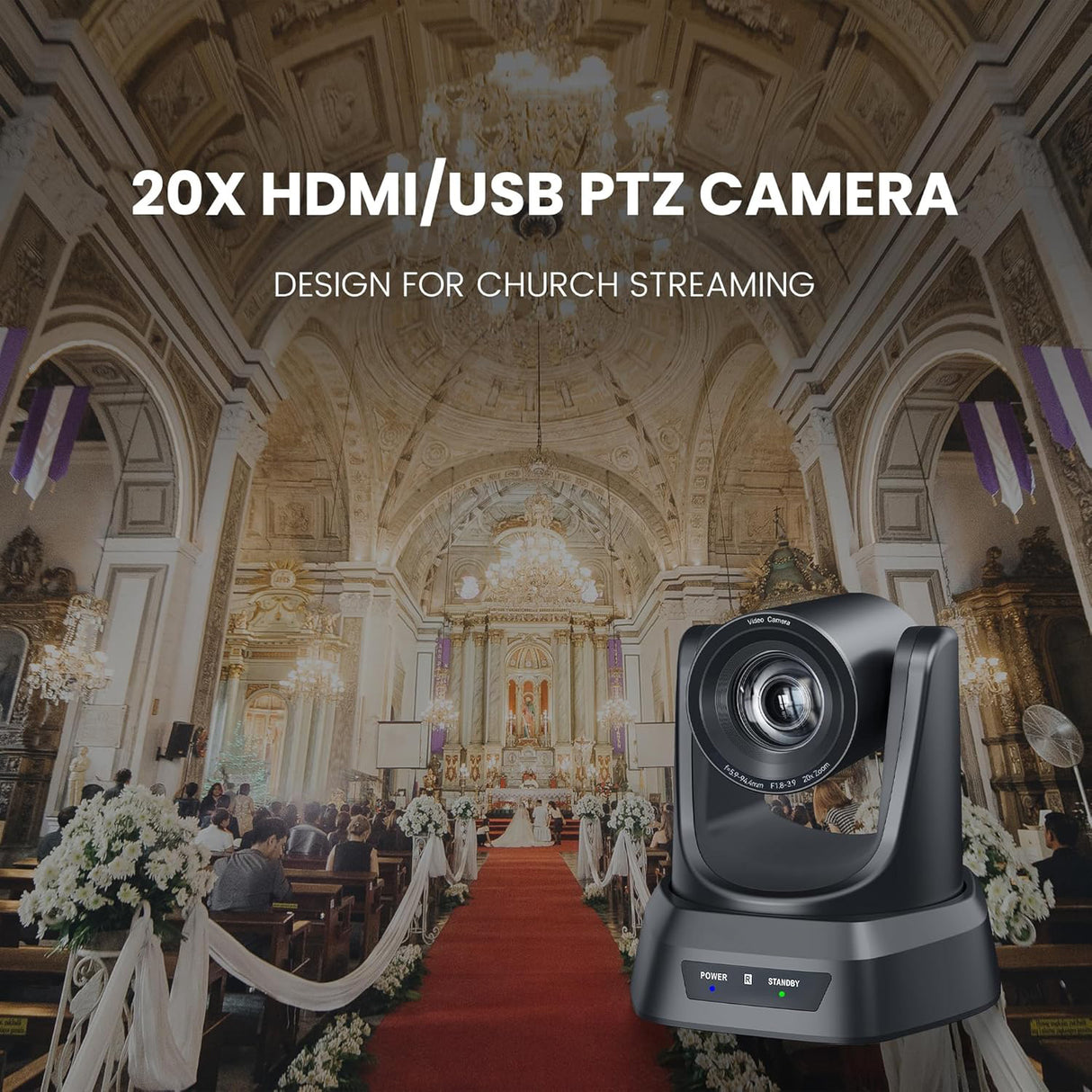 Câmara PTZ HDMI/USB 1080P 60FPS Zoom Óptico 20x - Multi4you®