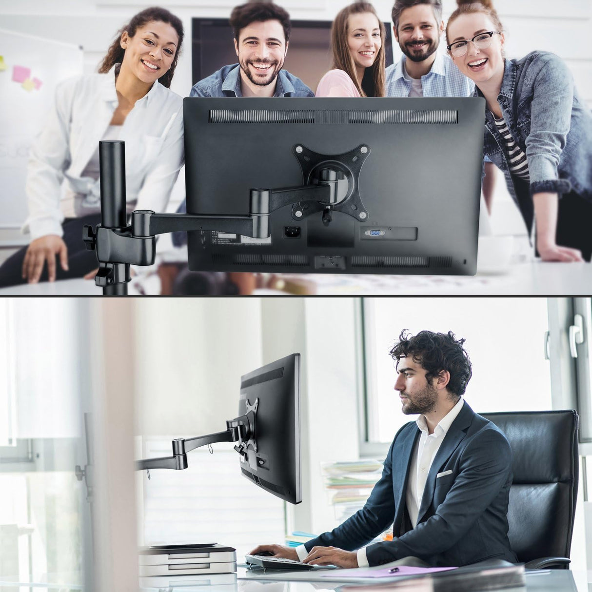 Suporte de Monitor BESTEK com Braço Articulado – Ajustável 17″ a 27″ (VESA 100×100)
