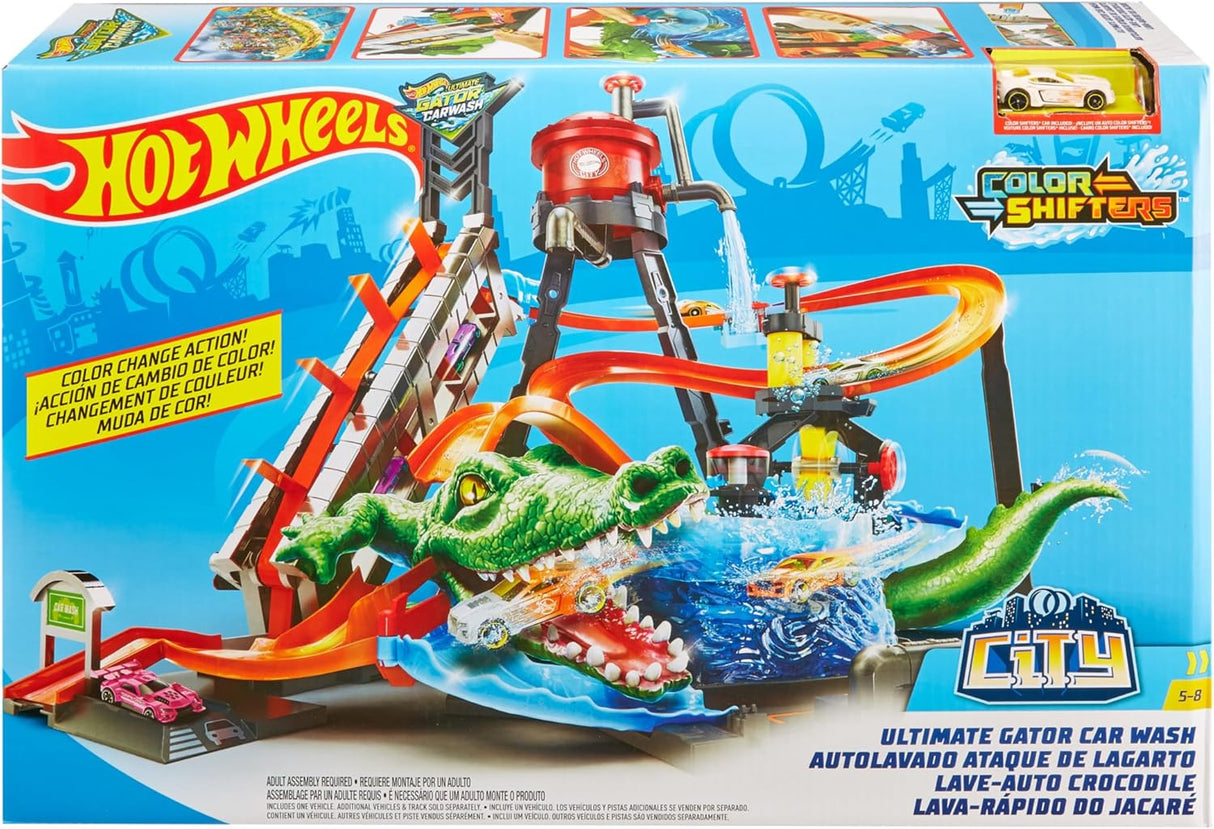 Hot Wheels Crocodilo destruidor, pista de carros de brinquedo (Mattel FTB67)
