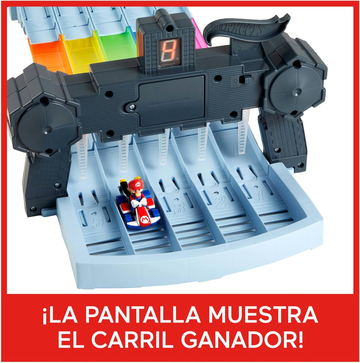 Hot Wheels Mario Kart Pista Arco-Íris com Luzes e Som + 2 Veículos Metálicos (Mattel GXX41)