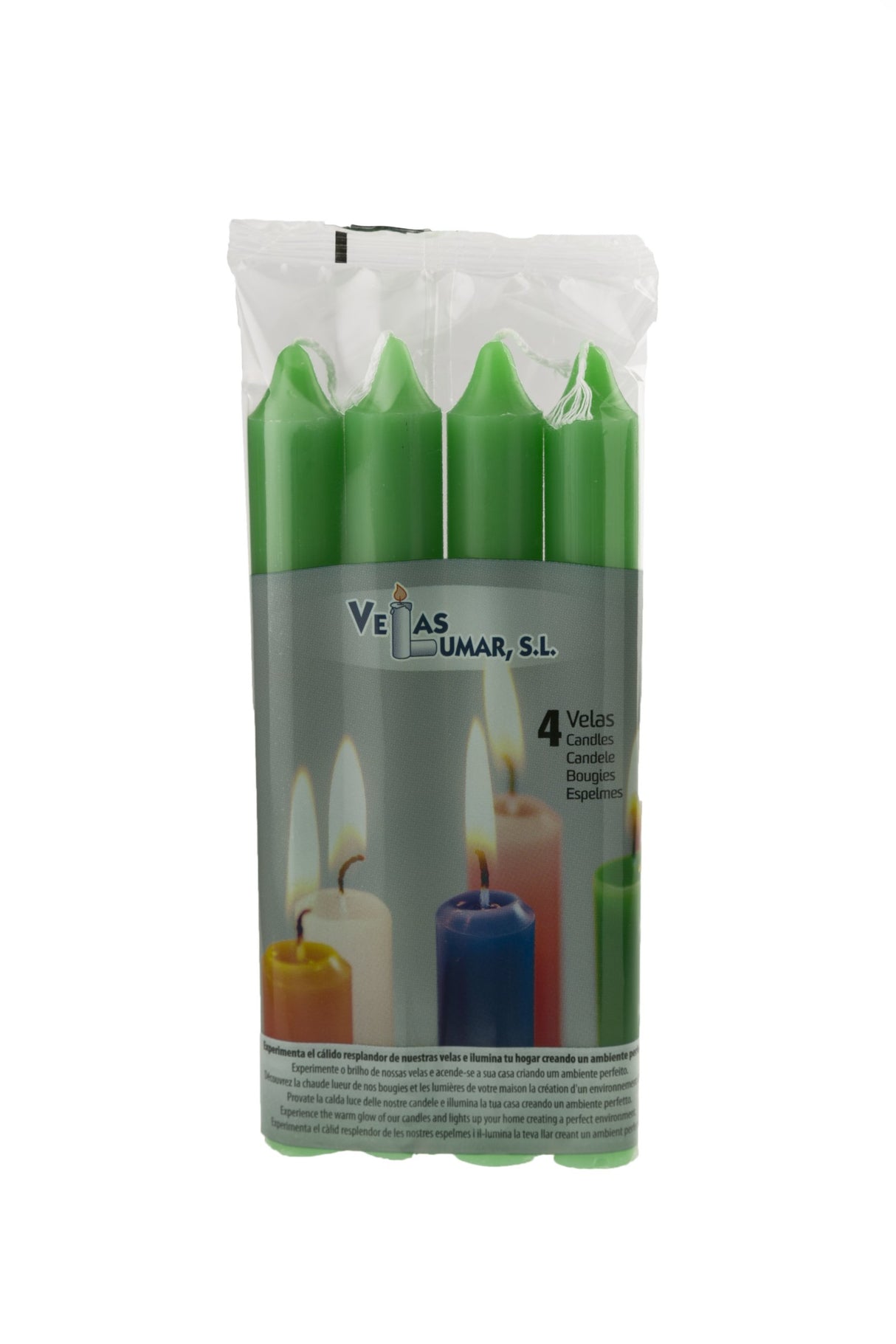 Pack 4 Velas 17cm Verde 7 horas aprox