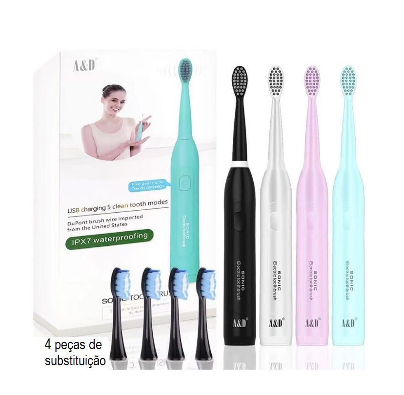 Escova de Dentes Elétrica com 4 Cabeças IPX7
