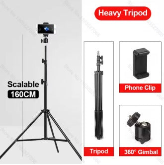 Tripé Universal para Projetor/Telemóvel– Altura Ajustável até 1,6m | Suporte Portátil com Rosca 1/4"