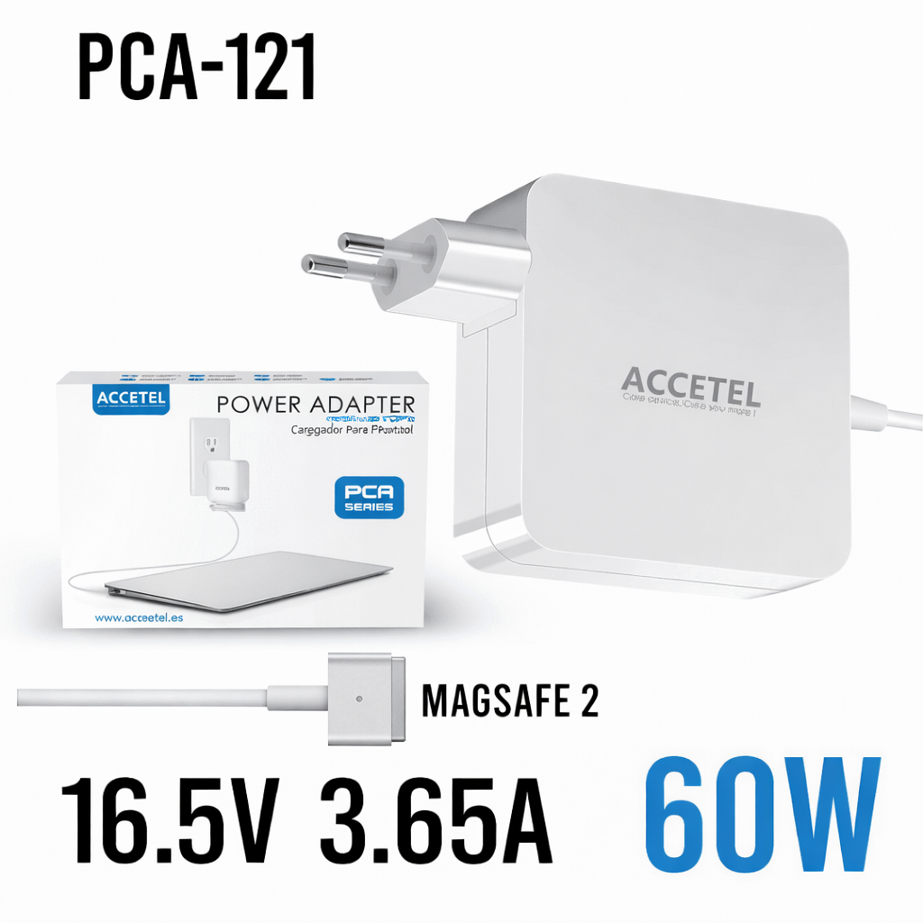 PCA-121 Carregador para MacBook 60W | 16.5V | 3.65A | MagSafe 2/T