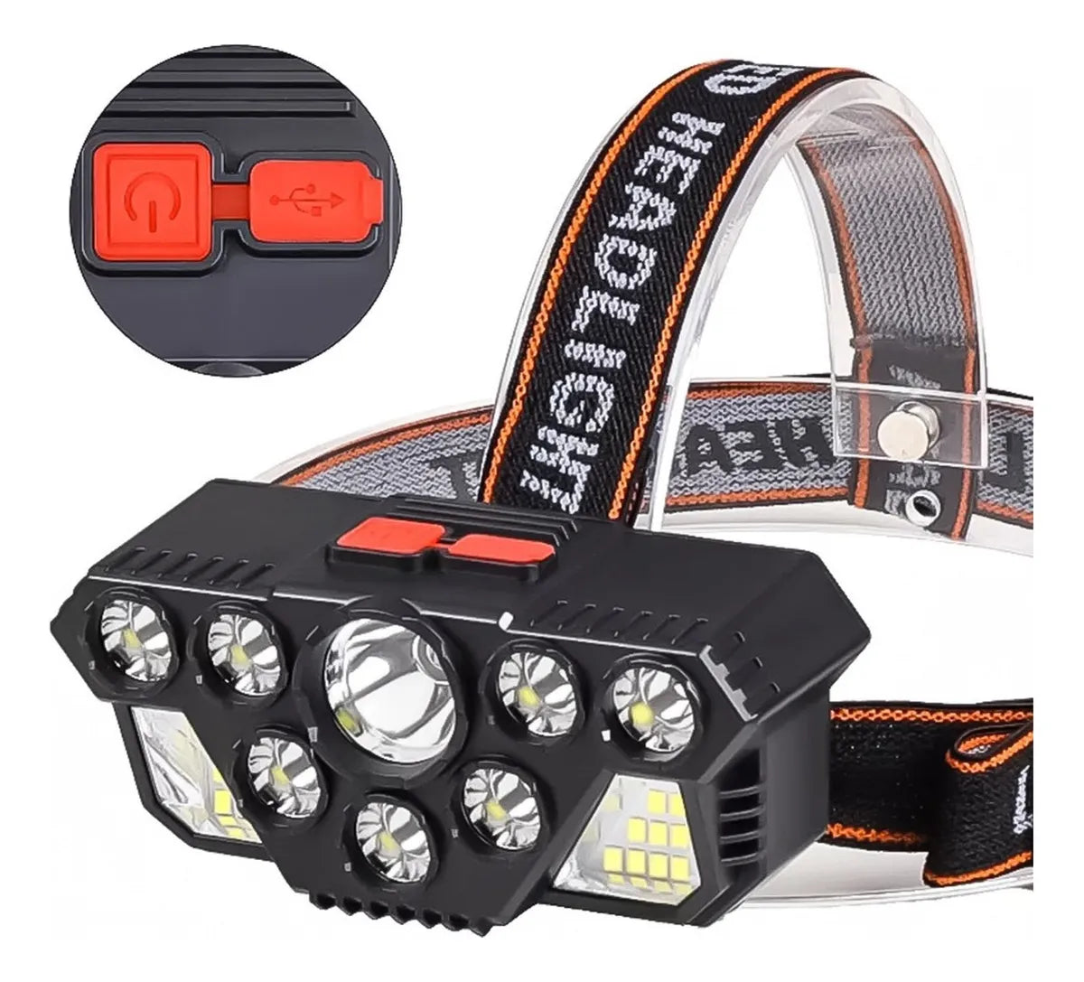 Lanterna Frontal LED Recarregável 28 LEDs 5000 lm USB – Resistente à Água (Modelo CL-T28)