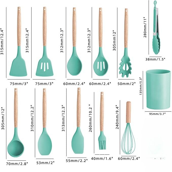 Set Utensilios de cozinha 12pc Cor Aleatória