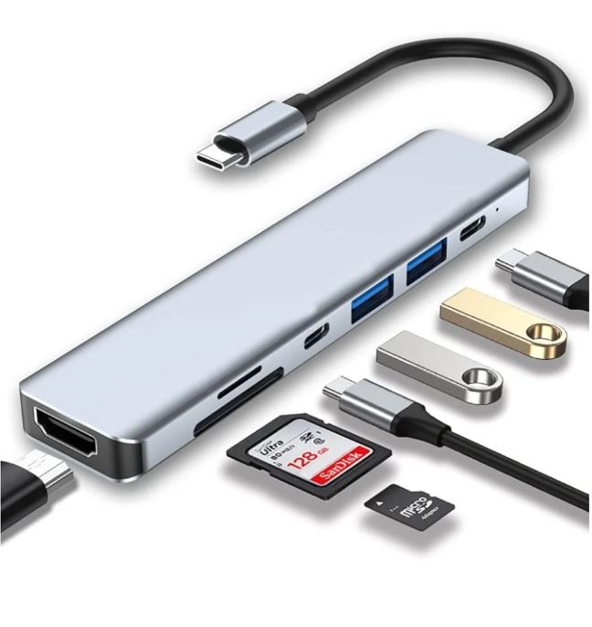 HUB USB-C - 7 EM 1 (2x USB-C, 2x USB 3.0, TF, SD e HDMI) -Multi4you®