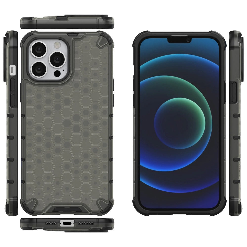 Capa de Proteção Honeycomb Armor com Bumper em TPU para iPhone 13 Pro Max – Preta
