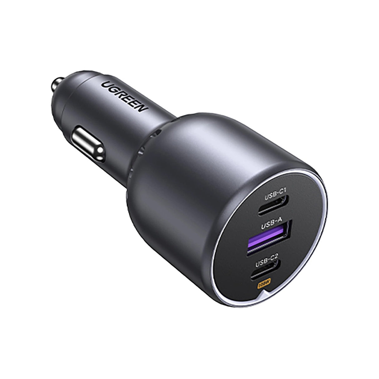 Ugreen EC705 Carregador de Carro 130W 2x USB-C + 1x USB-A – Cinzento