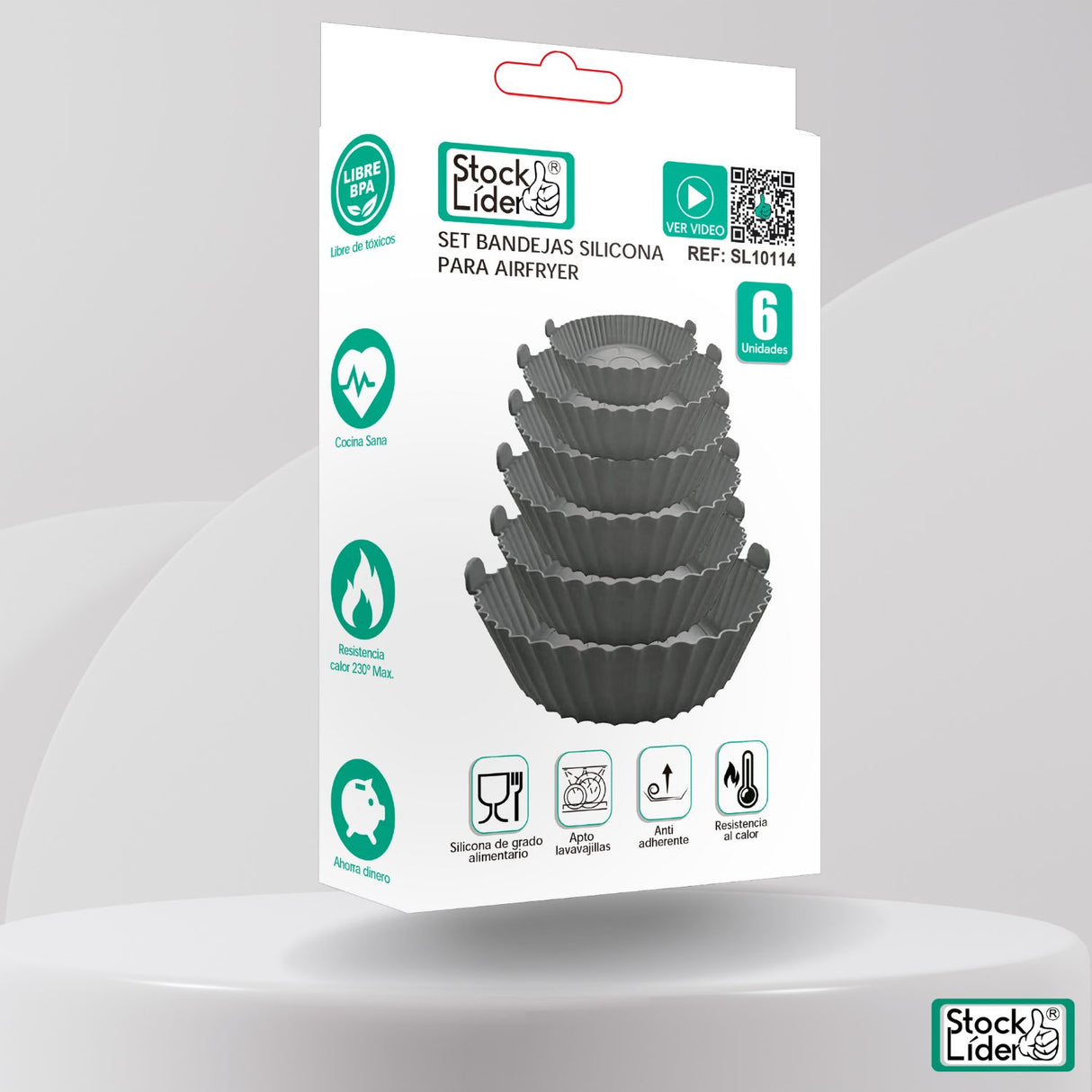 Conjunto bandeja de silicone para airfryer - 6 unidades